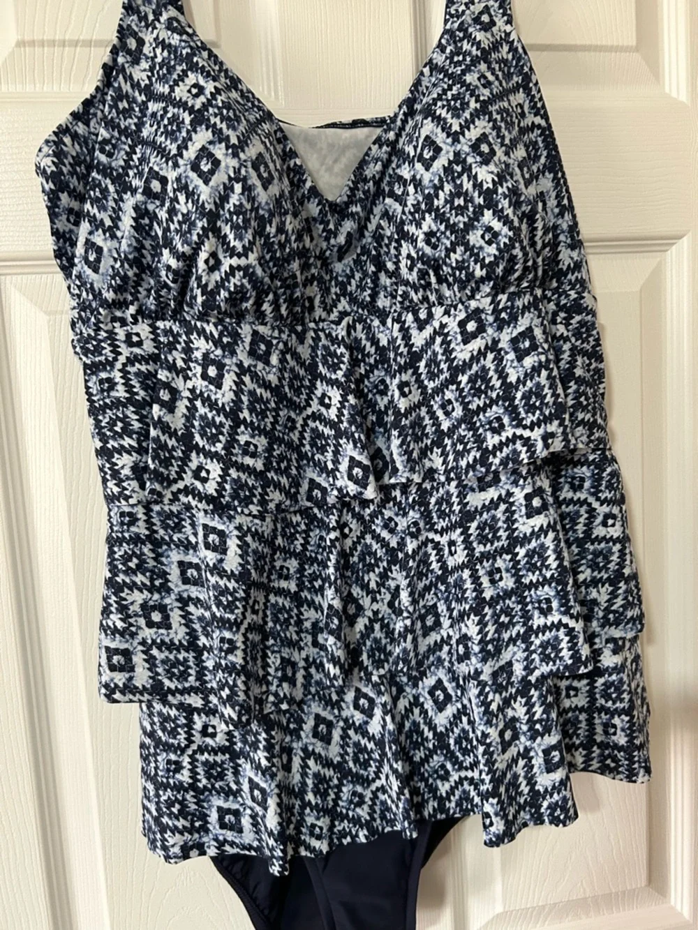 Navy & White Patterned One-Piece Swimsuit - Picture 2 of 5